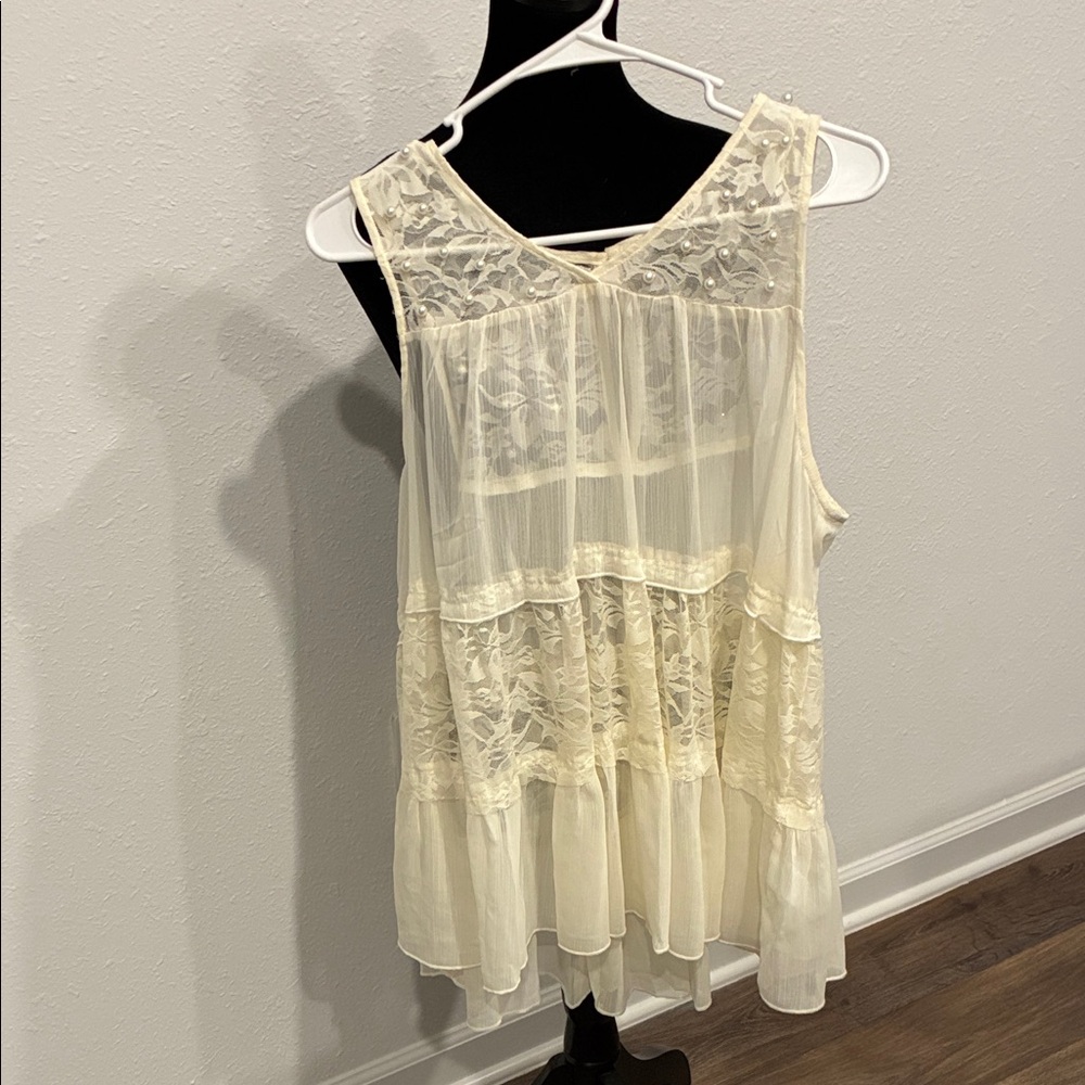 Elegant Cream Lace Women's Top